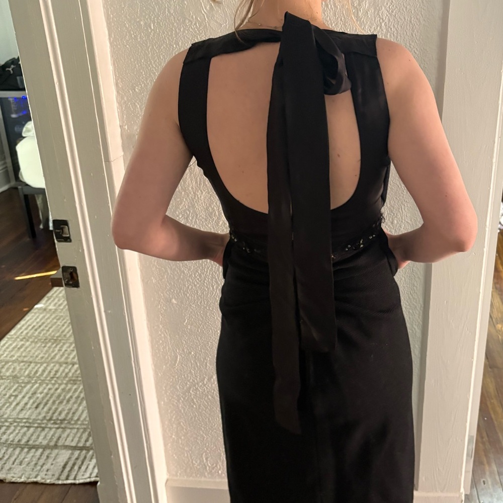 Vintage Louis Vuitton black beaded jewel midi evening dress sexy size 4-6 - Picture 2 of 11